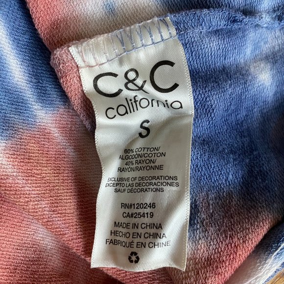 C&C California Tie Dye Faded Red Blue Surf Cali Hippie Crewneck Sweatshirt-S - Picture 13 of 15